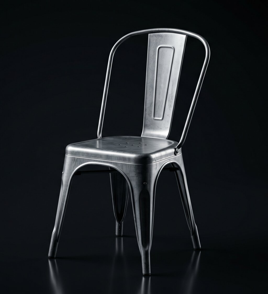 The Tolix Model A chair, photographed against a black studio background.